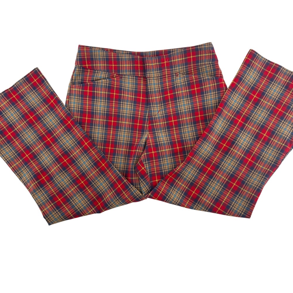 Y2K‎ Preppy Limited Too Girl's Size 14 Plaid High Waist Flare Leg Pants Red Blue